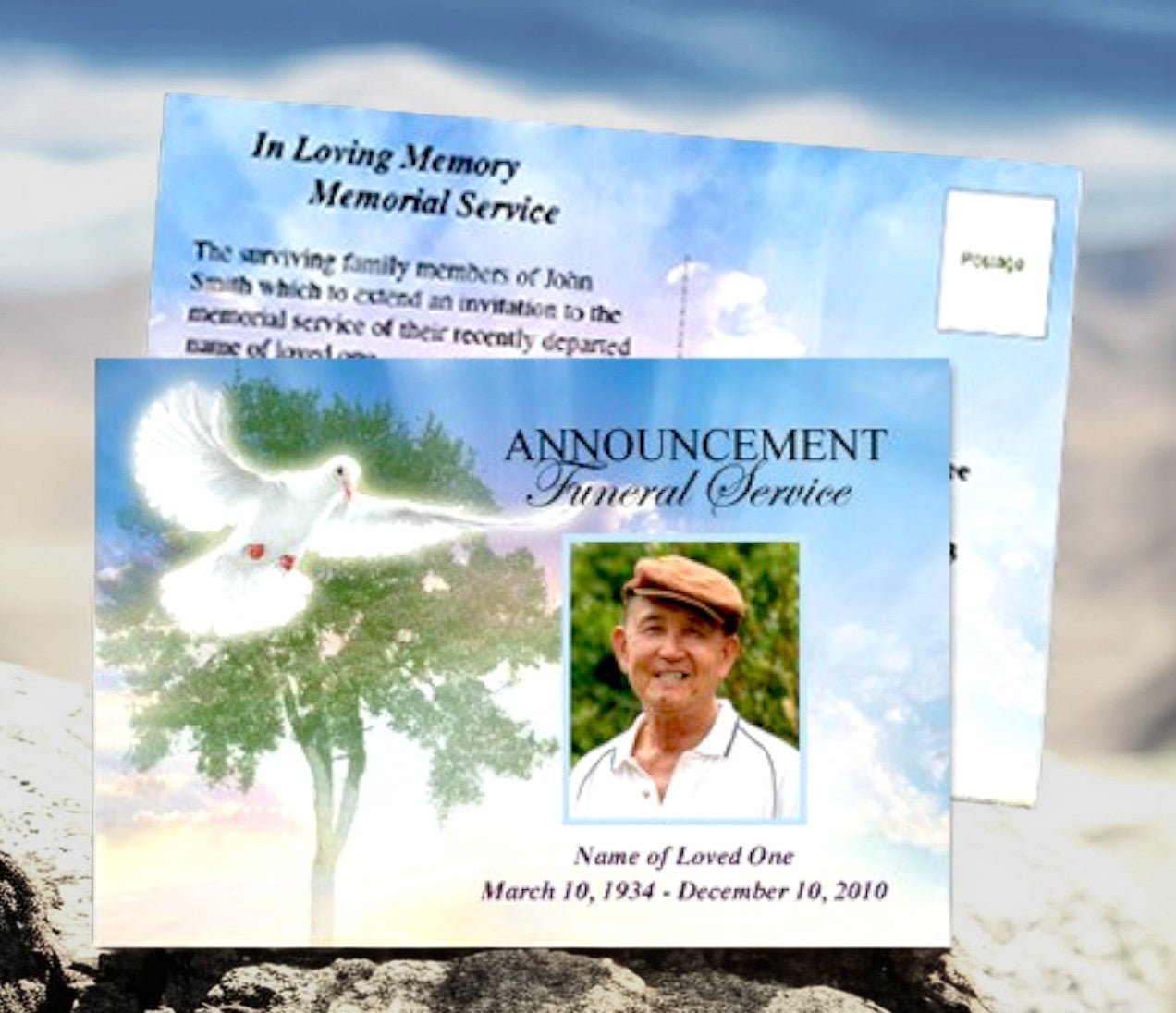 Gardener Funeral Announcement Postcard Template - The Funeral Program Site