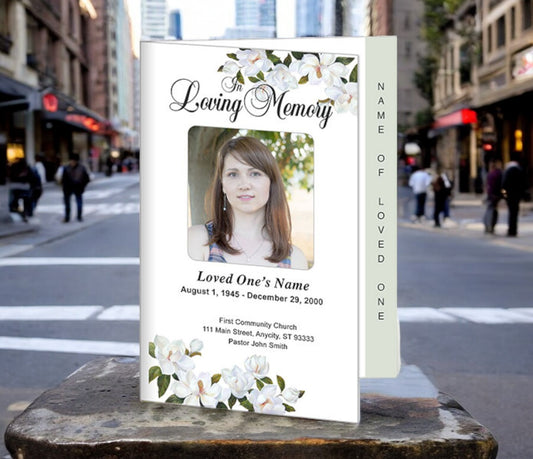 Gardenia 4-Sided Graduated Funeral Program Template