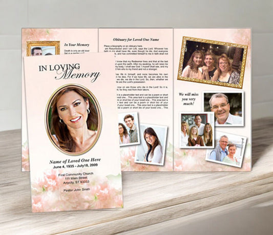 Garland TriFold Funeral Brochure Template - The Funeral Program Site