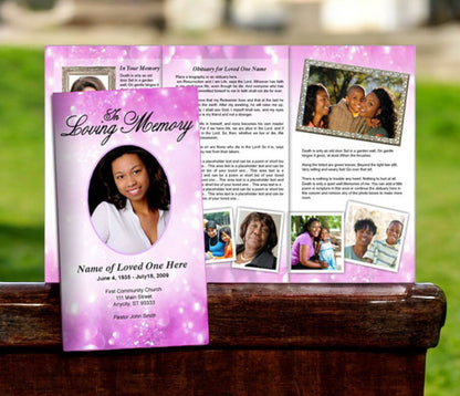 Glitter TriFold Funeral Brochure Template - The Funeral Program Site