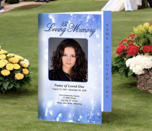 Glitter 4-Sided Graduated Funeral Program Template