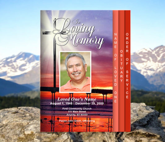 Glorify 8 - Sided Graduated Funeral Program Template - The Funeral Program Site