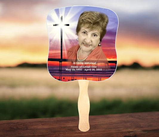 Glorify Cardstock Memorial Fan With Wooden Handle (Pack of 10)