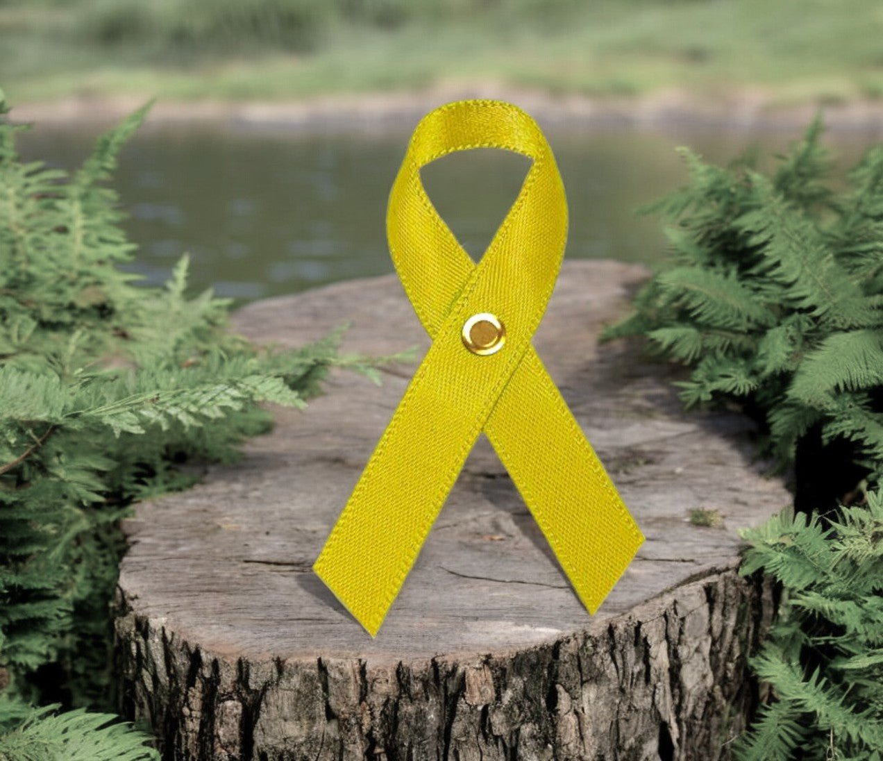 Gold Cancer Ribbon, Awareness Ribbons (No Personalization) - Pack of 10 - The Funeral Program Site