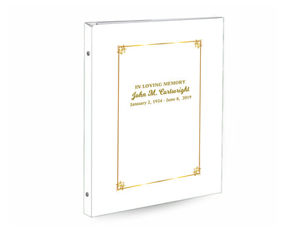 Gold Frame 3-Ring Book Binder Funeral Guest Book