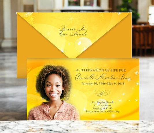 Golden Glow Envelope Fold Funeral Program Done For You Design & Print (Pack of 50) - The Funeral Program Site