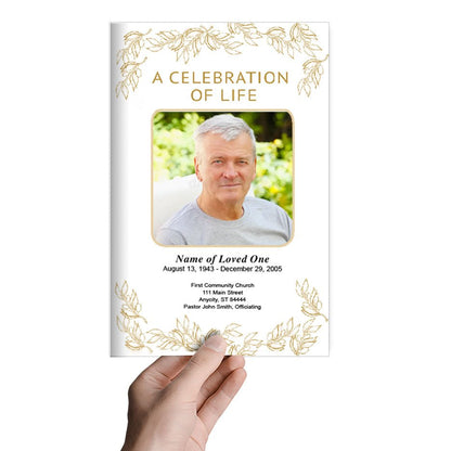 Golden Leaf Funeral Program Template - The Funeral Program Site