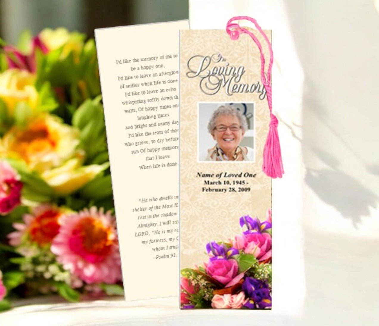 Golden Memorial Bookmark Template - The Funeral Program Site