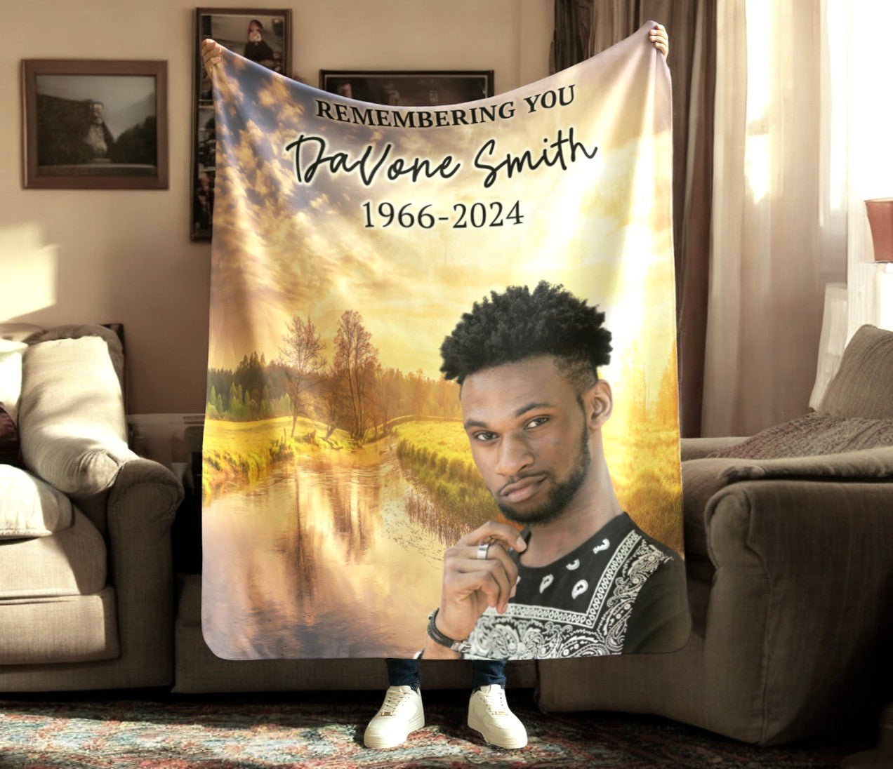 Golden River Memorial Blanket Sherpa Throw - The Funeral Program Site