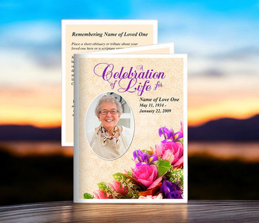 Golden Small Memorial Card Template - The Funeral Program Site