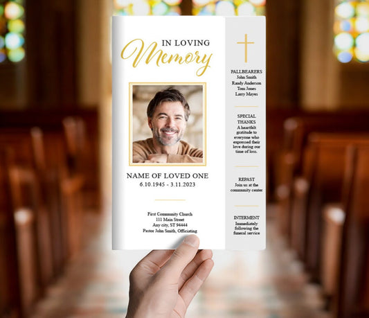 Silver Gold Funeral Program Template