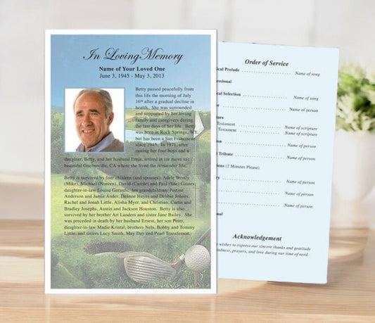 Golfer Funeral Flyer Template - The Funeral Program Site