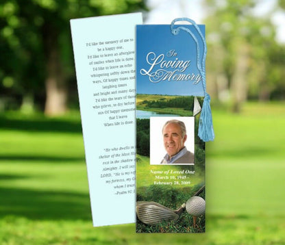 Golfer Memorial Bookmark Template - The Funeral Program Site