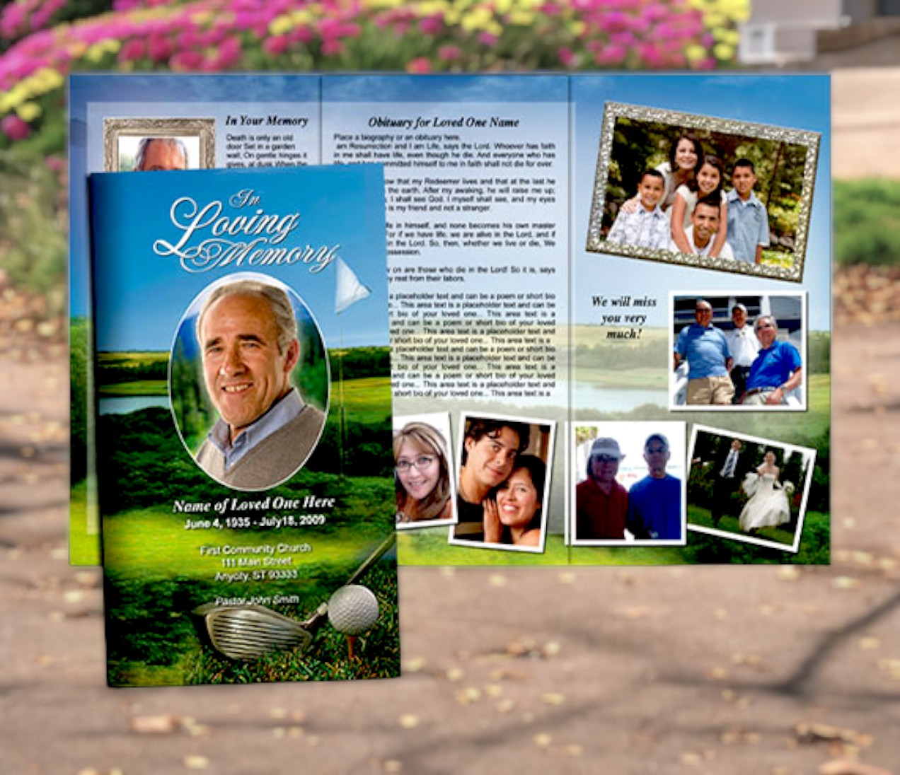 Golfer TriFold Funeral Brochure Template