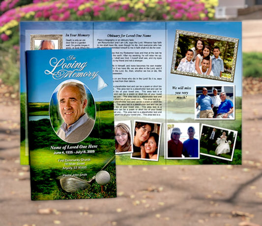 Golfer TriFold Funeral Brochure Template