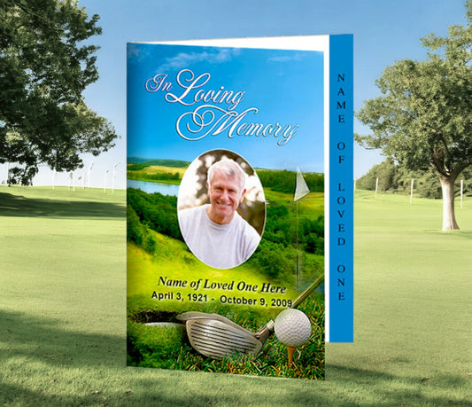 Golfer 4-Sided Graduated Funeral Program Template