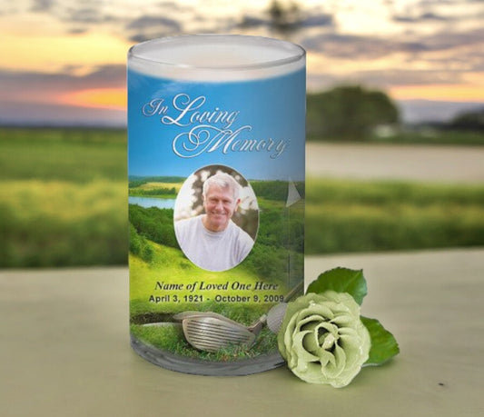 Golf Personalized Glass Memorial Candle