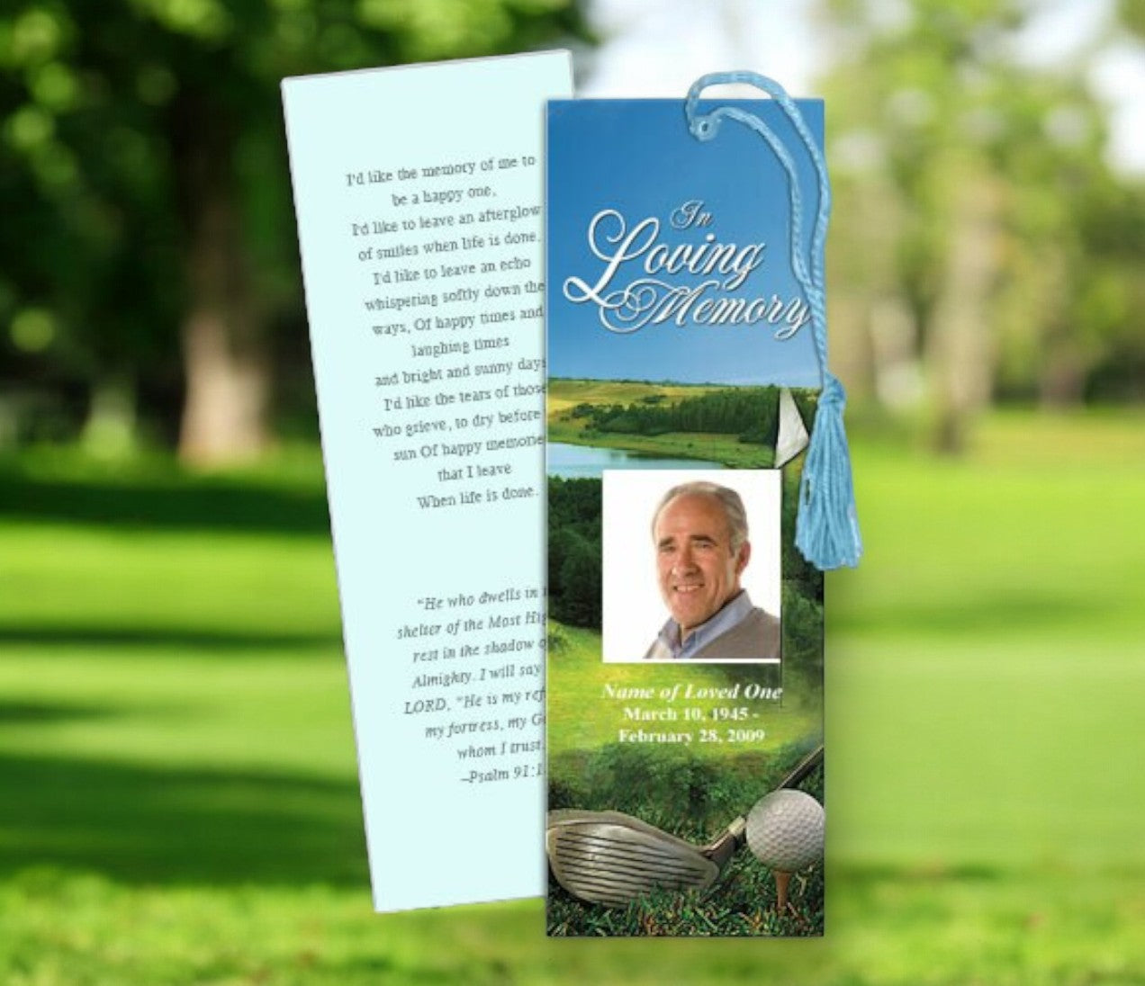 Golfer Memorial Bookmark Template