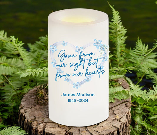 Gone From Sight Personalized Flameless LED Memorial Candle - The Funeral Program Site