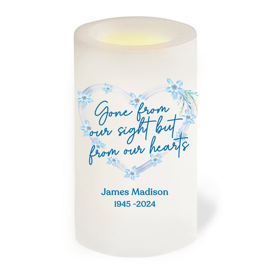 Gone From Sight Personalized Flameless LED Memorial Candle - The Funeral Program Site