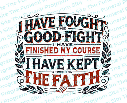 Good Fight Funeral Bible Verse Word Art