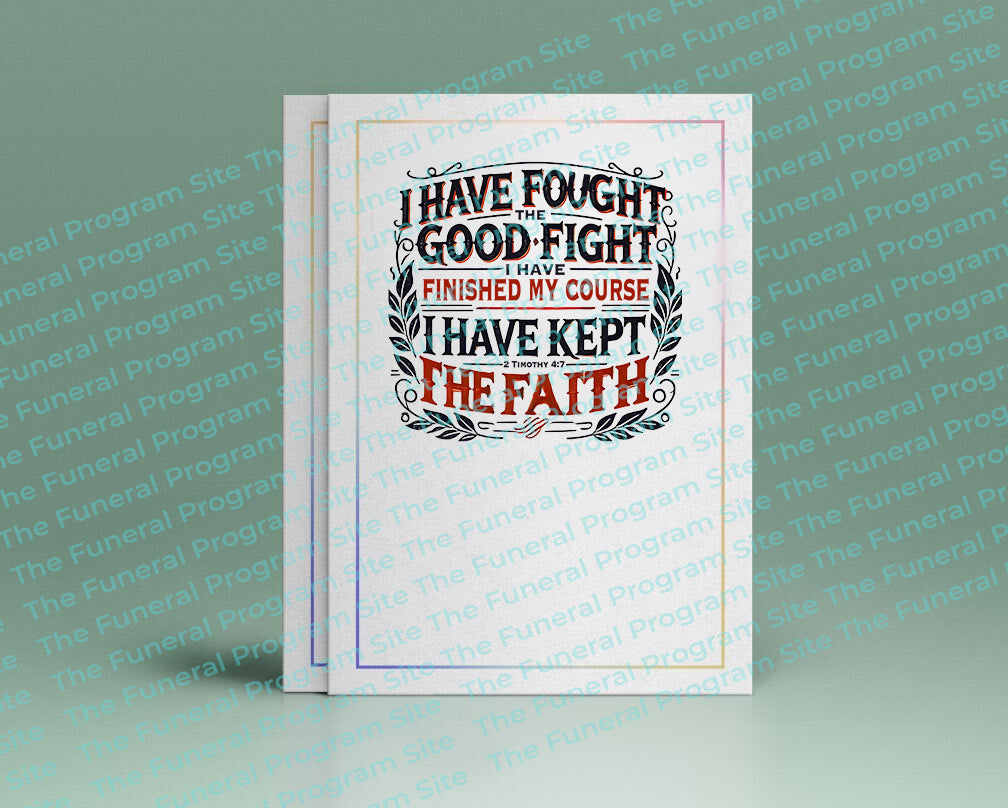 Good Fight Funeral Bible Verse Word Art