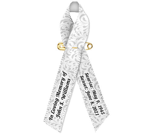 Gray Leaves Awareness Ribbons Personalized Memorial - Pack of 10 - The Funeral Program Site