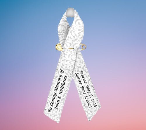 Gray Leaves Awareness Ribbons Personalized Memorial - Pack of 10 - The Funeral Program Site