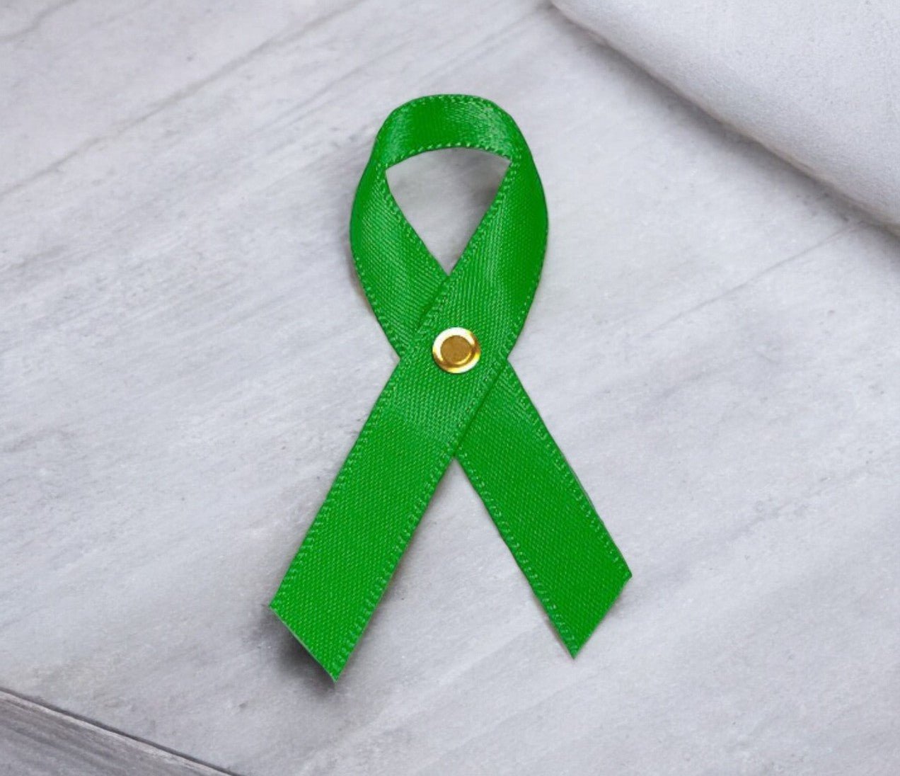 Green Cancer Ribbon, Awareness Ribbons (No Personalization) - Pack of 10 - The Funeral Program Site