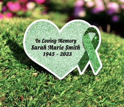 Green Cancer Ribbon Heart Pin - Pack of 10 - The Funeral Program Site