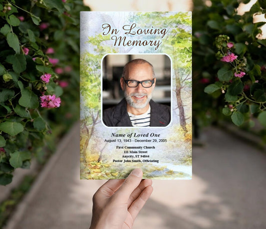 Greenery Funeral Program Template