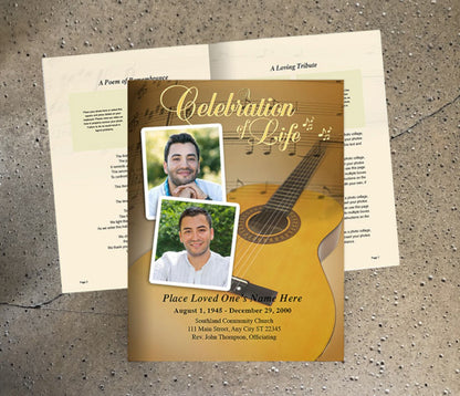 Guitar Funeral Booklet Template