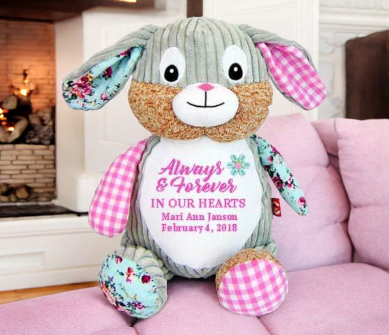 Harlequin Bunny Memorial Stuffed Animal-Urn