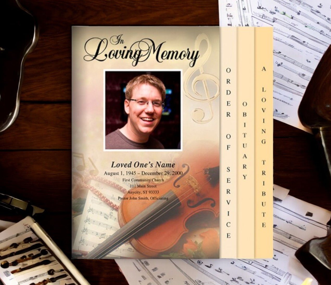 Harmony 8 - Sided Graduated Program Template - The Funeral Program Site