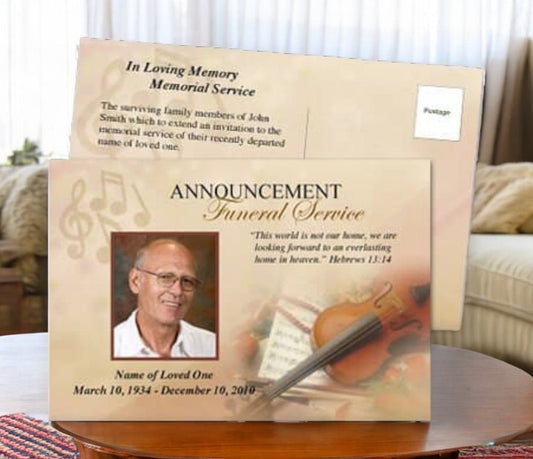 Harmony Funeral Announcement Postcard Template - The Funeral Program Site