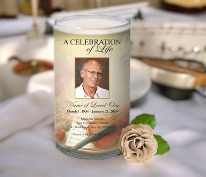 Harmony Personalized Glass Memorial Candle - The Funeral Program Site