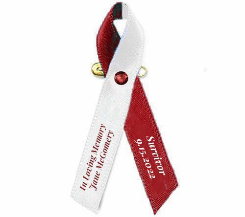 Head or Neck Cancer Ribbon Personalized (White - Burgundy) - Pack of 10 - The Funeral Program Site