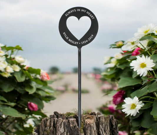 Memorial Garden Plant Stake Personalized Silhouette Open Heart