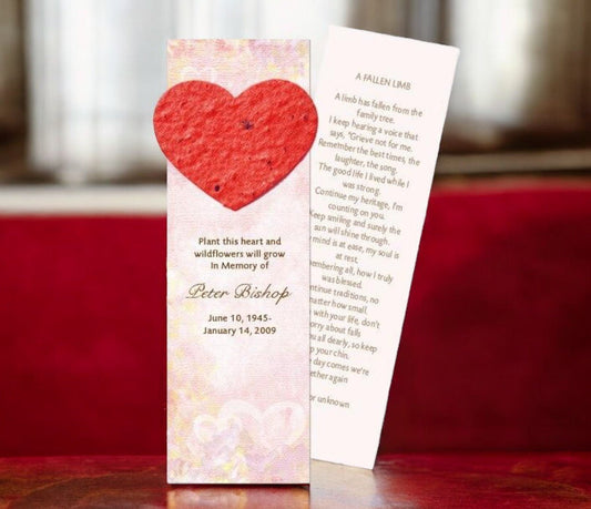 Heart Plantable Memorial Bookmark (Pack of 12) - The Funeral Program Site