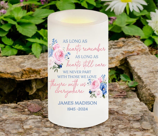 Heart Remembers Personalized Flameless LED Memorial Candle - The Funeral Program Site