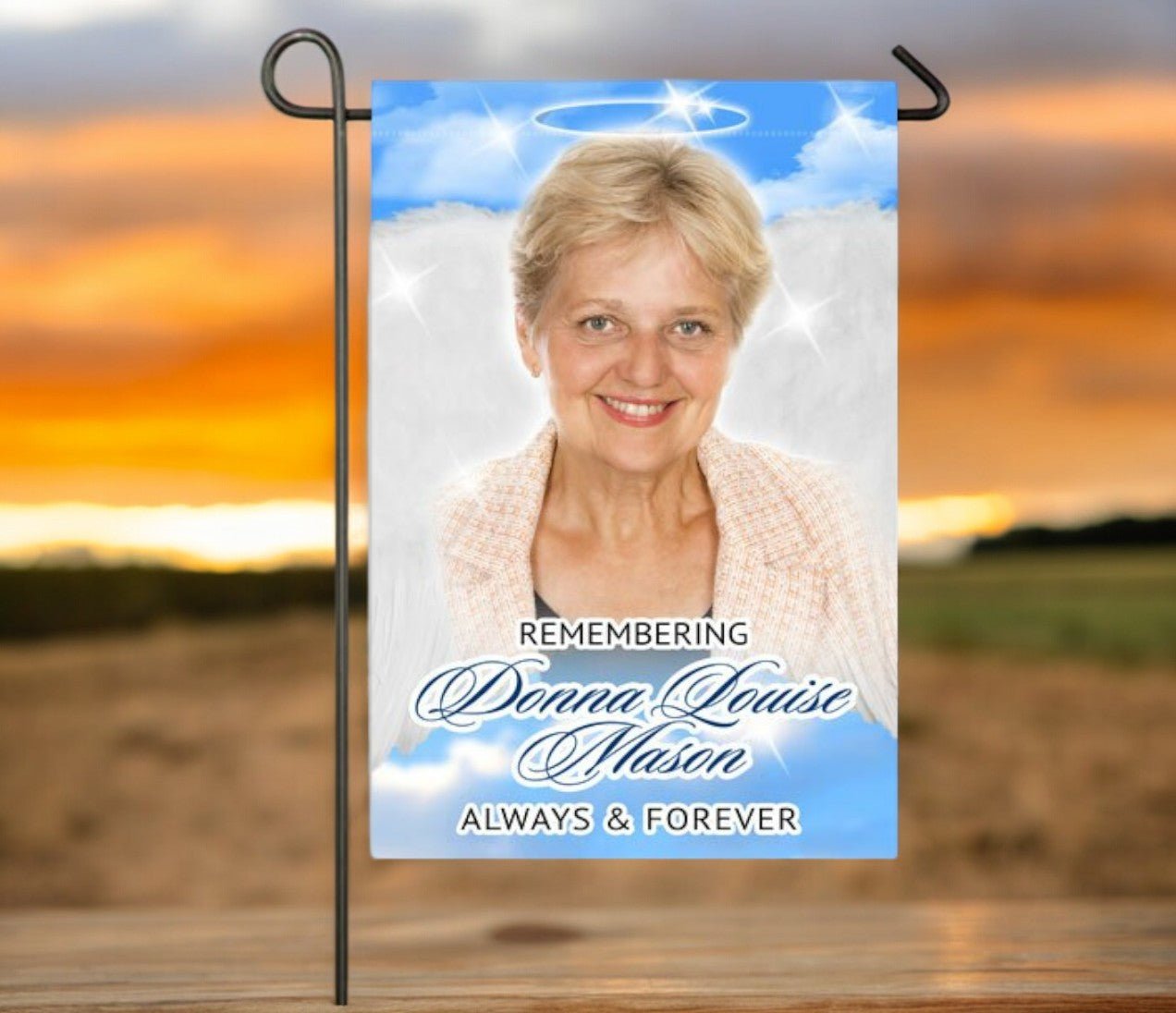 Heavenlies Personalized Memorial Garden Flag - The Funeral Program Site