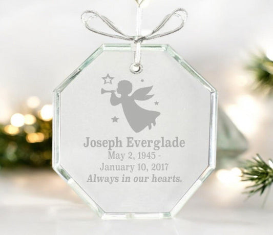 Hexagon Bevel Edge Crystal Christmas Ornament - The Funeral Program Site