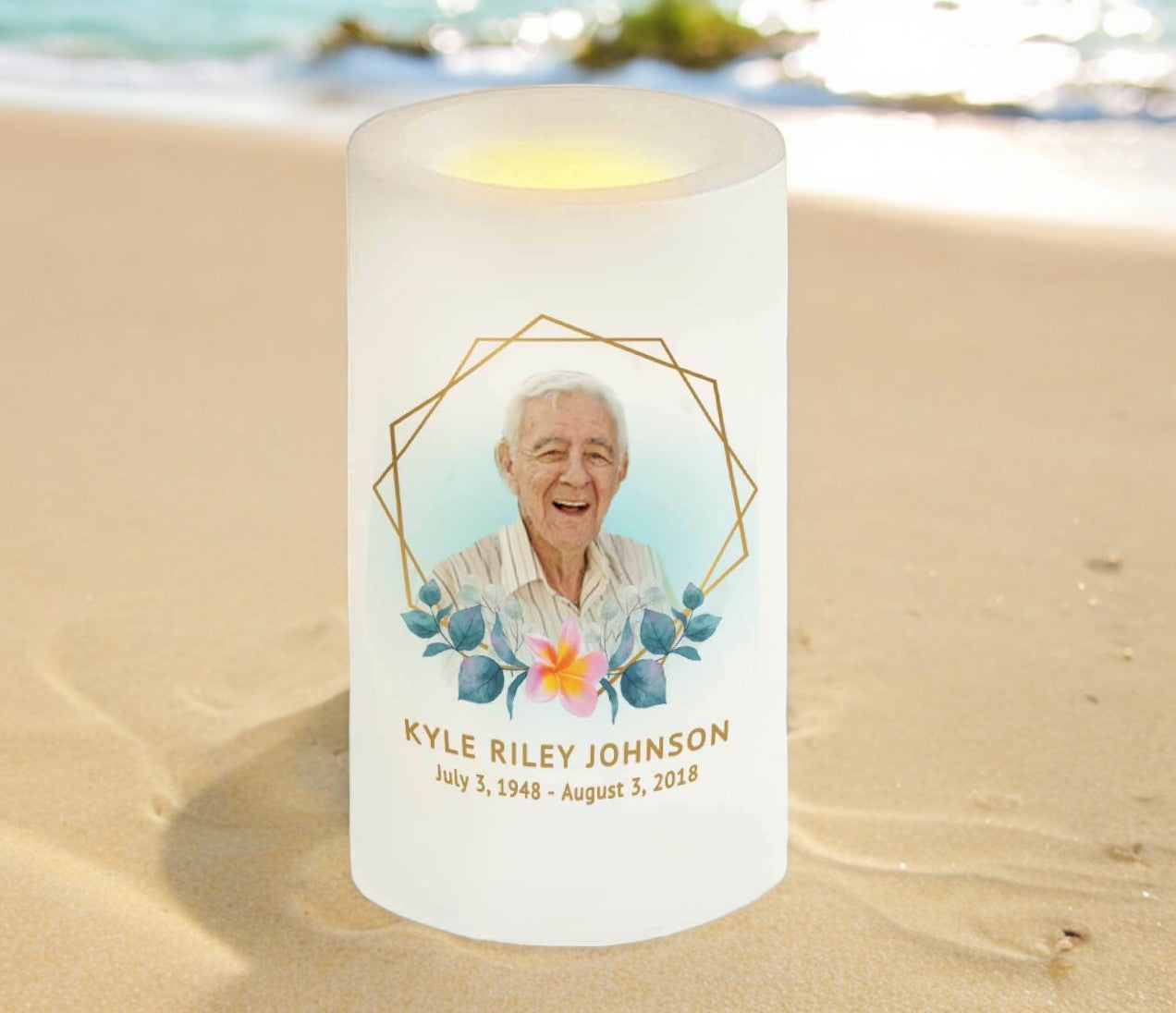 Hexagon Personalized Flameless LED Memorial Candle