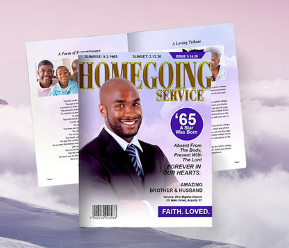 Homegoing Service Magazine Style Funeral Booklet Template