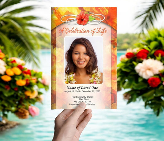 Hibiscus Funeral Program Template