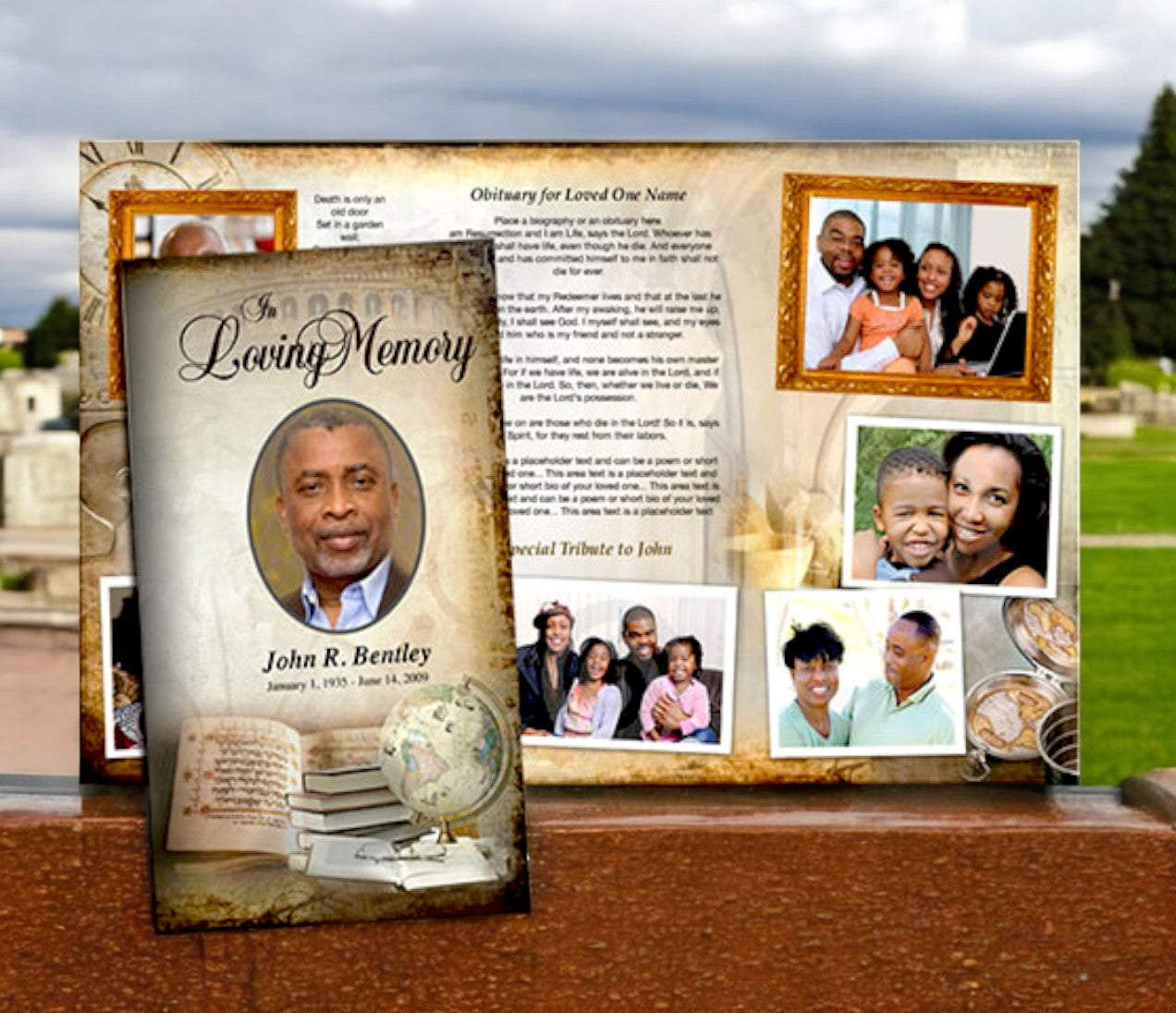 History TriFold Funeral Brochure Template