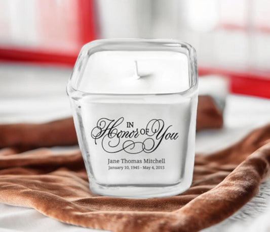 In Honor of You Glass Cube Memorial Candle