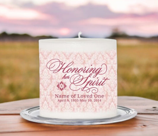 Honor Her Spirit Personalized Small Wax Memorial Candle