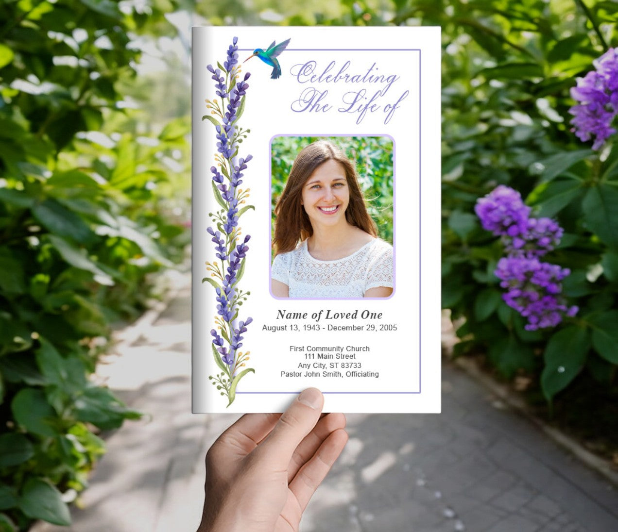 Hummingbird Funeral Program Template