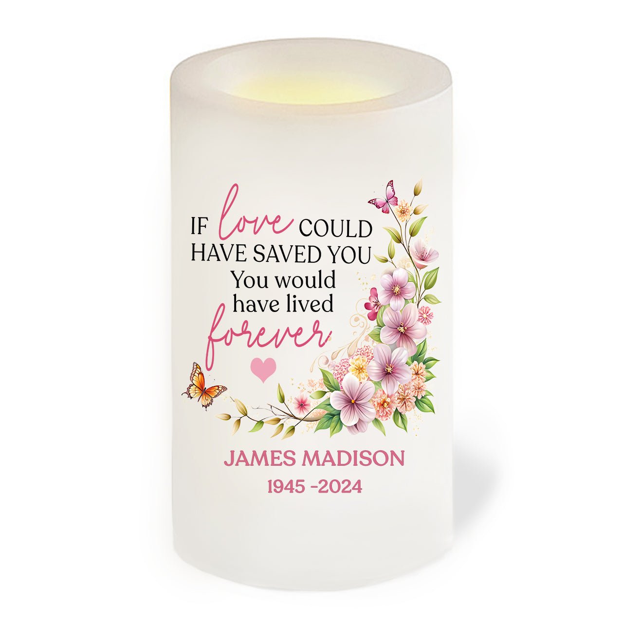 If Love Personalized Flameless LED Memorial Candle - The Funeral Program Site